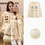 Latte Swirl Pajama Set – Built-In Bra Comfort