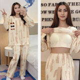 Latte Swirl Pajama Set – Built-In Bra Comfort