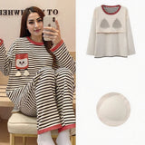 Midnight Mocha Stripe PJ Set – With Built-In Bra Magic